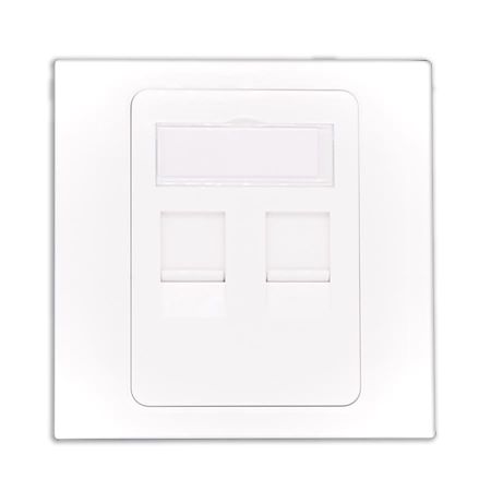 Painel frontal plano com obturador para RJ45, 2 portas, estilo britânico, 86x86mm